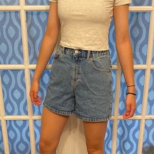 Pull&Bear high-waisted blue jean shorts